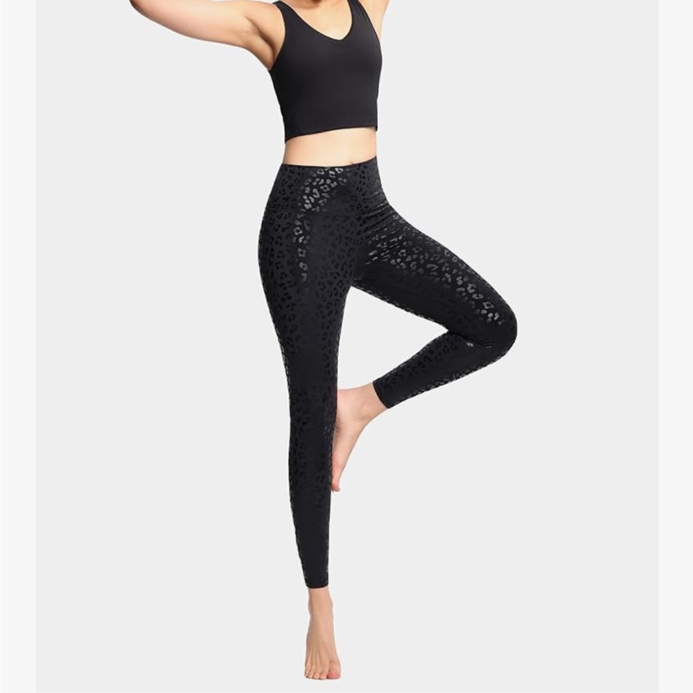 NWOT The Gym People Black Leopard Women's Leggings - Picture 6 of 9